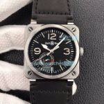 BRF Swiss Replica Bell & Ross Instruments SS Black Dial And Leather Strap Watch